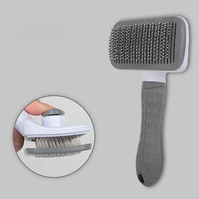 One Button Self Cleaning Pet Grooming Brush Effective Fur Remover for Cats Dogs Lightweight Portable for Outdoor Use
