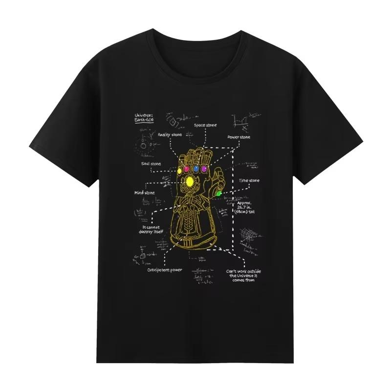 2026 new Marvel Avengers Infinity Gauntlet Thanos Print Unisexs ShortSleeved TShirt Loose Fit Casual Sportswear Style S