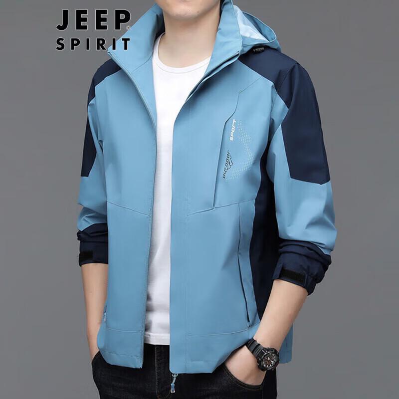 JEEP SPIRIT Men's Hooded Colorblock Casual Jacket