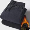 Men's Corduroy Straight Loose Casual Pants with Velvet Lining for Autumn and Winter