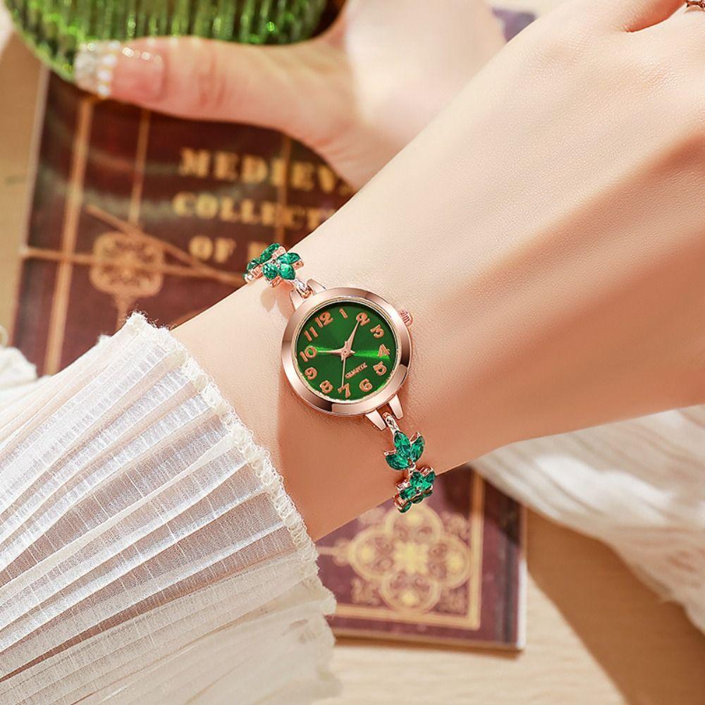 Paarse Bladeren Dames Armband Horloge Cijferplaat Luxe Horloge Elegant Kwarts Horloge Cadeau voor Vrouwen