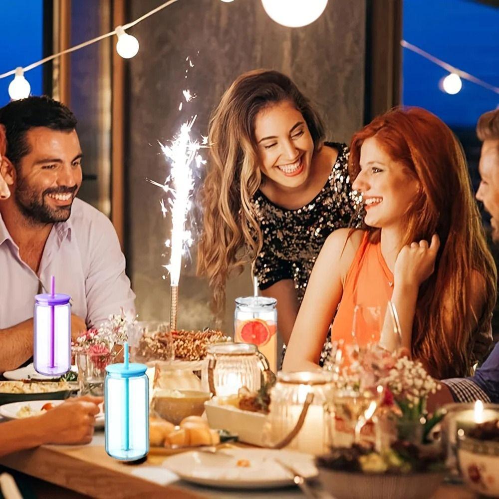 Reusable Water Bottles Break-Resistant Snow Globe Tumbler Gift Mason Jar Cups Holiday Gifts