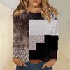 Topper med lange ermer for kvinner T-skjorte Casual trykktopper T-skjorte Rund hals Pullover Bluse