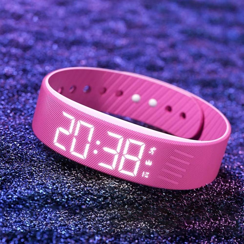 Adjustable Band Silent Smart Band LED Digital Display Digital Alarm Clock Watch for Heavy Sleepers