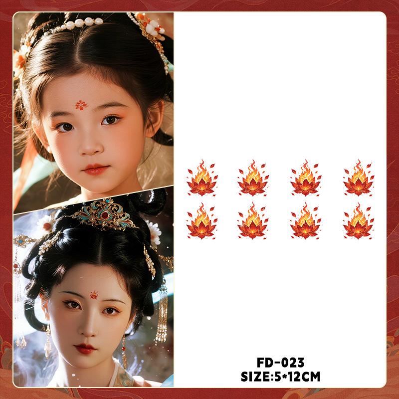 Ancient Style Dunhuang Glitter Face and Forehead Tattoo Stickers for Hanfu Costumes