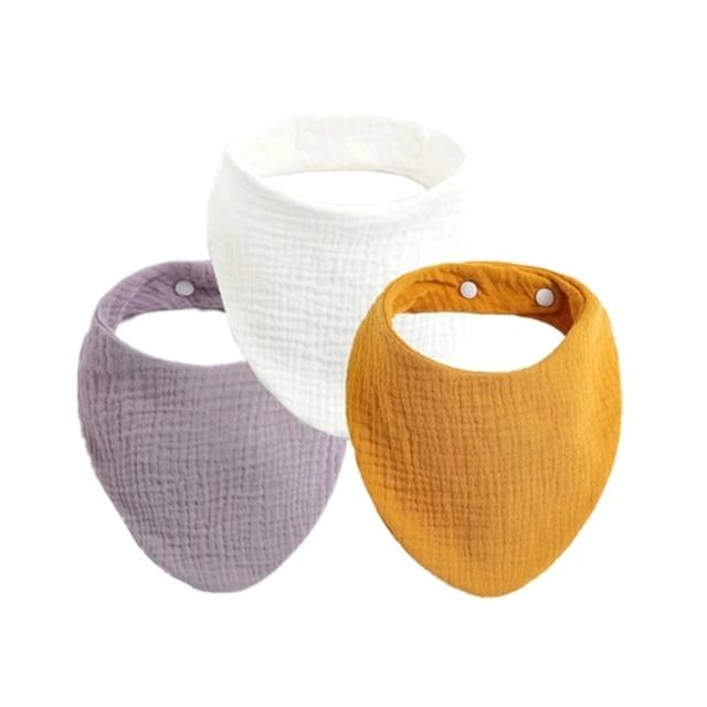 3 stuks Baby Voeding Kwijlslabbetjes Speekseldoek Driehoek Effen Kleur Sjaal Bandana Zacht Katoen Slab Verstelbare Drukknop Boertjesdoek