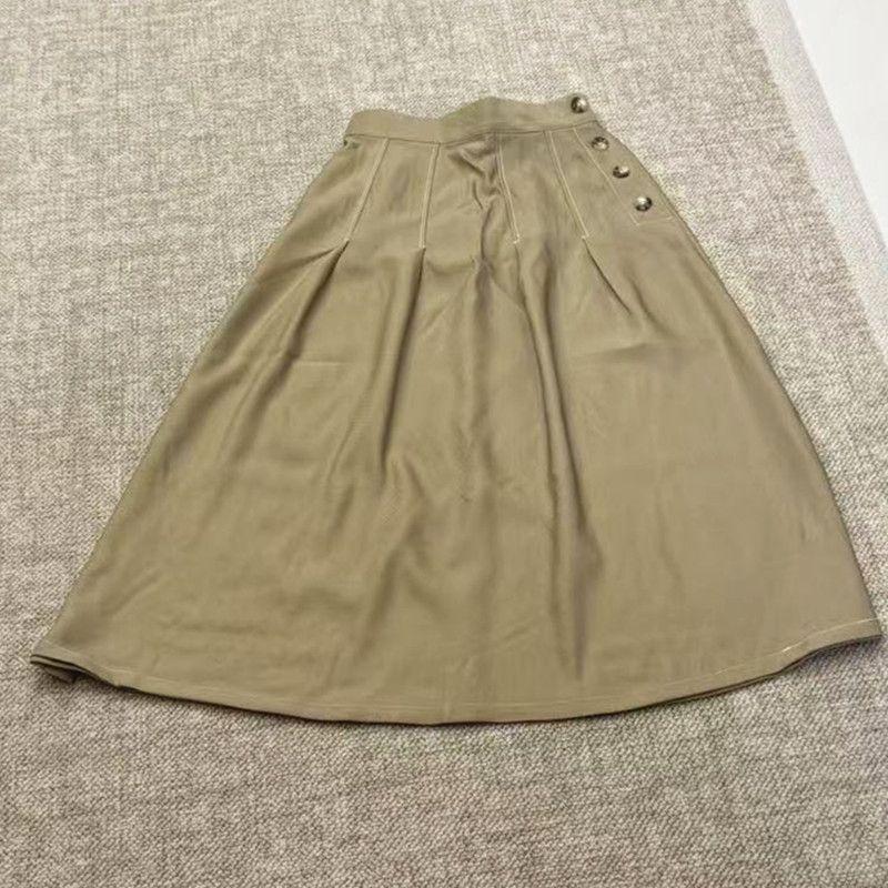 

2010 Юбка Женская С высокой талией Приталенная Плиссированная Юбка Brian Casual Live 2025 Новая А-силуэта Весна и Лето Khaki M