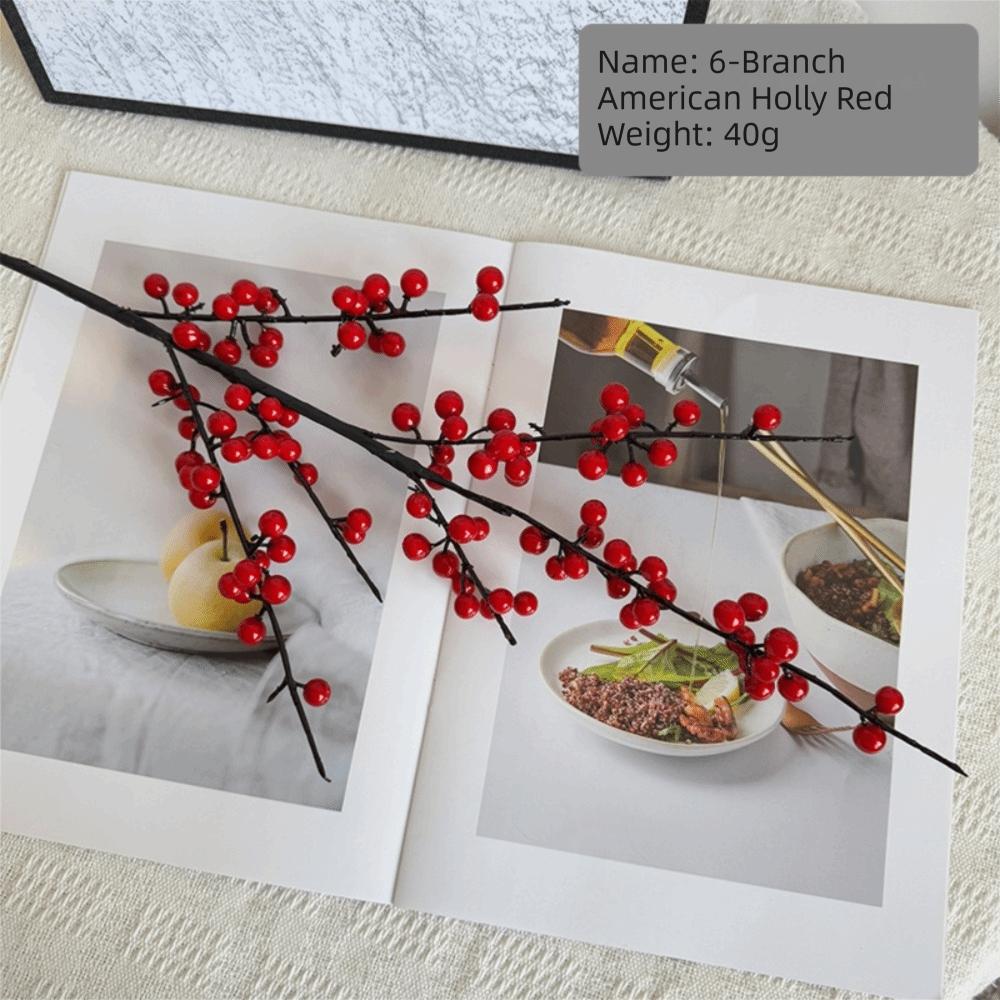 1PCS Holly Little Fruit Artificial Plants Red Berries Berry Bouquet Fake Flowers  New Year