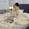 Luxurious Ribbed Flannel Blanket with Imitation Rabbit Fur