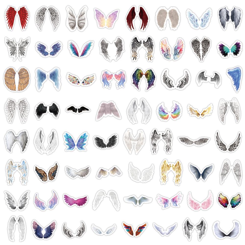 60 Angel Wings Waterproof Graffiti Stickers for Suitcase, Refrigerator, Water Cup, and Computer Decoration