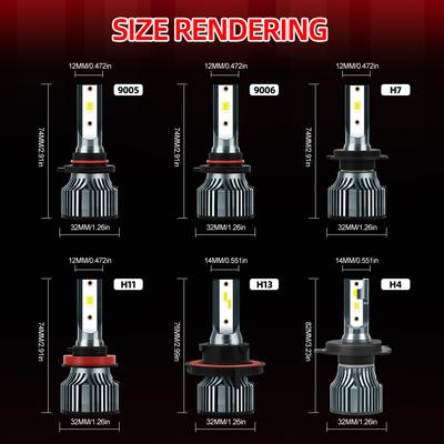 9006/HB4 Headlight 9005/HB3 H1 H7 H11/H8 LED Bulbs H4 H13 Hi/Lo Beam Headlights 27000LM +800% Brightness No Dark Spot 2Pack