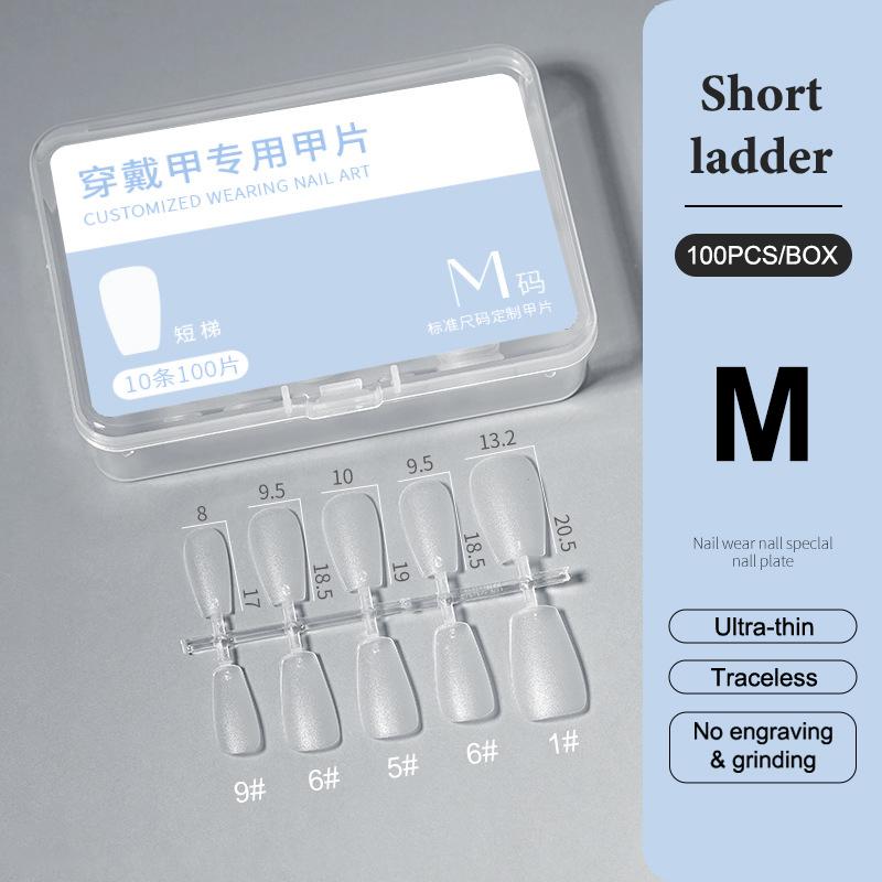 100Pcs/Box Xs/S/M Fake Nails No Polishing No Trace Press On Nails Clear Artificial Thin Nail Tips For Nail Extension Home Diy