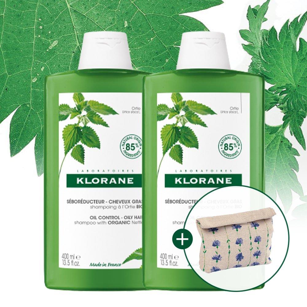 

[KLORANE] Nettle No-Sebum Shampoo 400ml x 2 (Sebum, Oil Care)