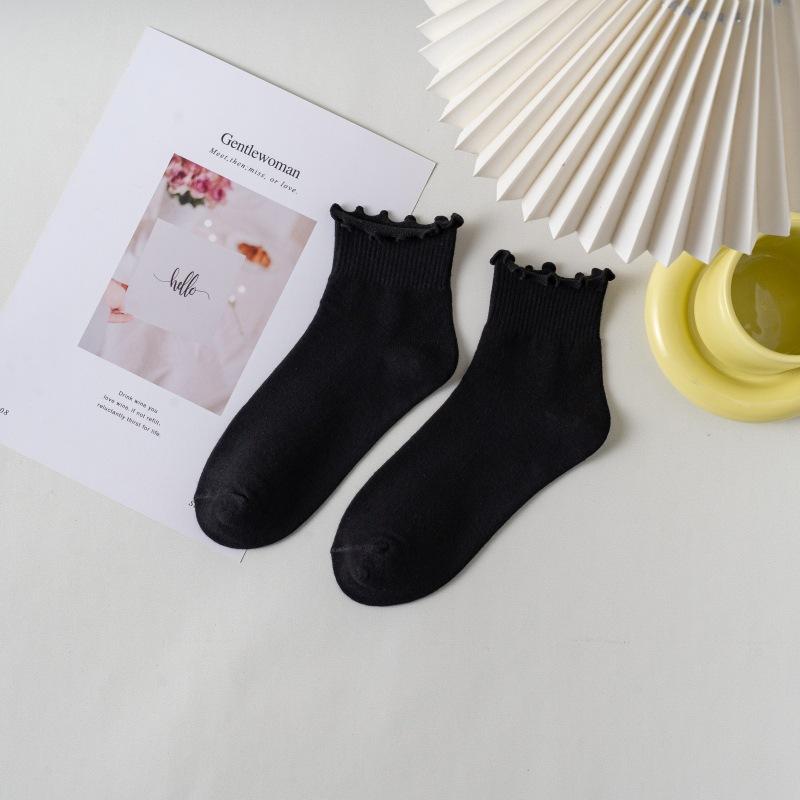 BMW New Spring/autumn Women's Mid-calf Socks, Pure Cotton Solid Color Versatile Knee-high Socks, Scrunch Socks, White Long Socks
