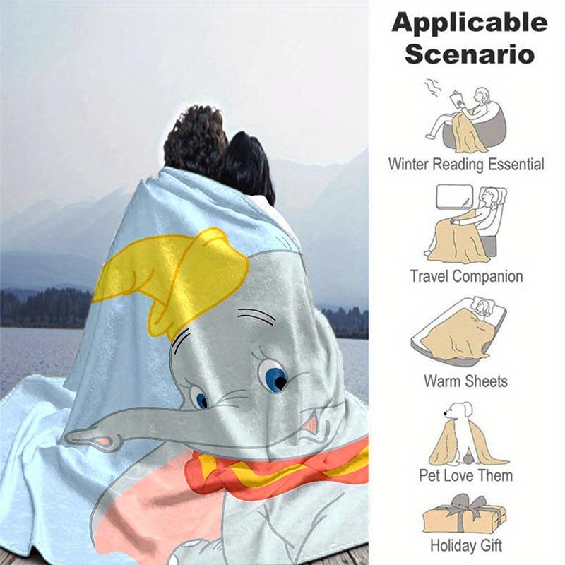 1pc Dumbo Elephant Blanket Cute Cartoon Dumbo Stuffed Animal Soft Blankets for Friends Perfect Gift for Birthday, Christmas, Easter