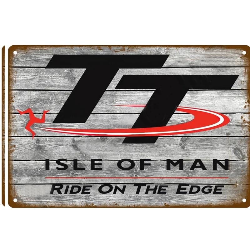 Tt Of Races Poster Vintage Isle of Man Segno di Latta Competizione Motociclistica da Corsa Retrò Placca in Metallo Arrugginito Shabby Decorazione per la Casa