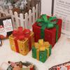 Christmas Box Decorations Christmas Boxes Decor With LED Light 3 Pieces Battery Operated Ornaments Seasonal Display For Winter