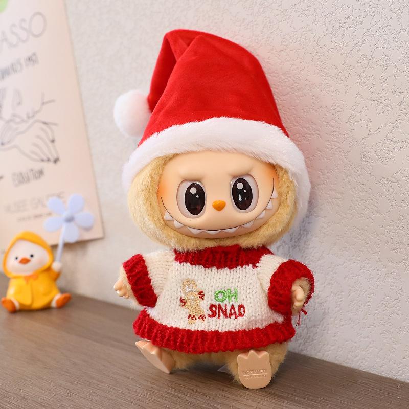 Labubu Christmas Keychain & Doll Outfit: Cloak, Sweater, and Hat Set