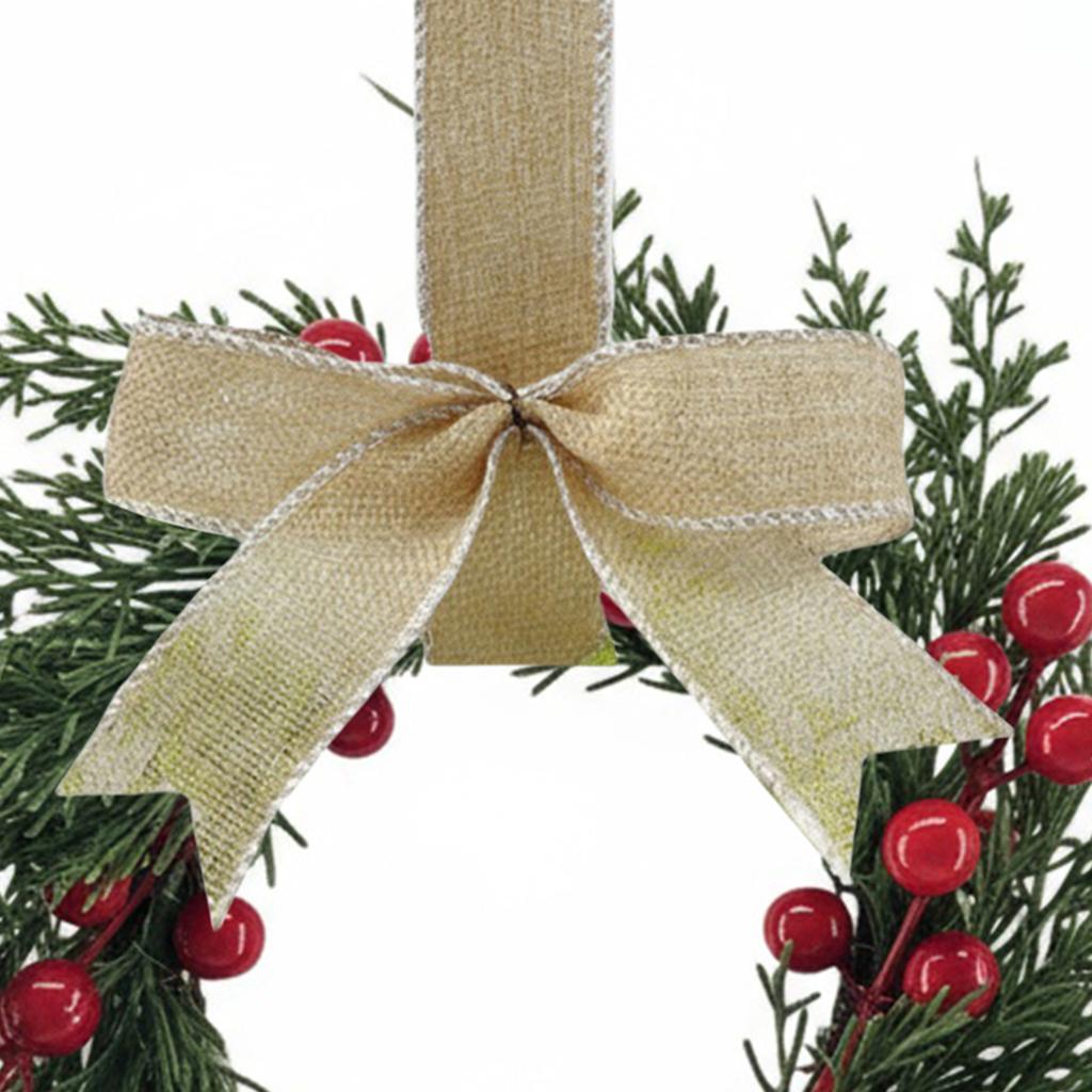 10 Inch Mini Christmas Wreaths Kitchen Cabinet Small Xmas Wreath with Bow Ribbon for Window Door Chair Fireplace Hanging Decor