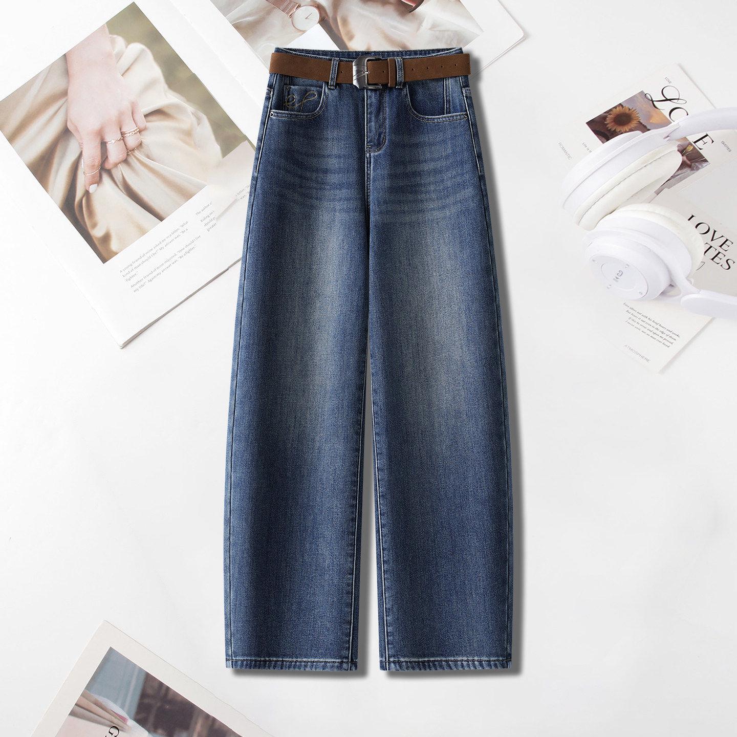 

Women s High-Waisted Casual Jeans - Spring 2026: Loose-Fit, Versatile, Curved Wide-Leg, Slimming, Straight-Leg Long Pants 26 S (85-95 jin)