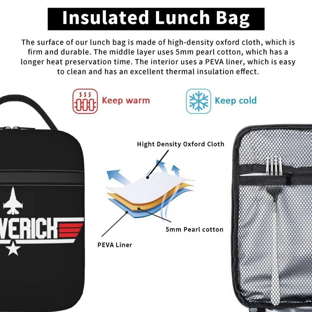 Borsa Termica Pranzo Personalizzata Top Gun Maverick Donna Borsa Frigo Termoisolata Pranzo per Bambini Scuola