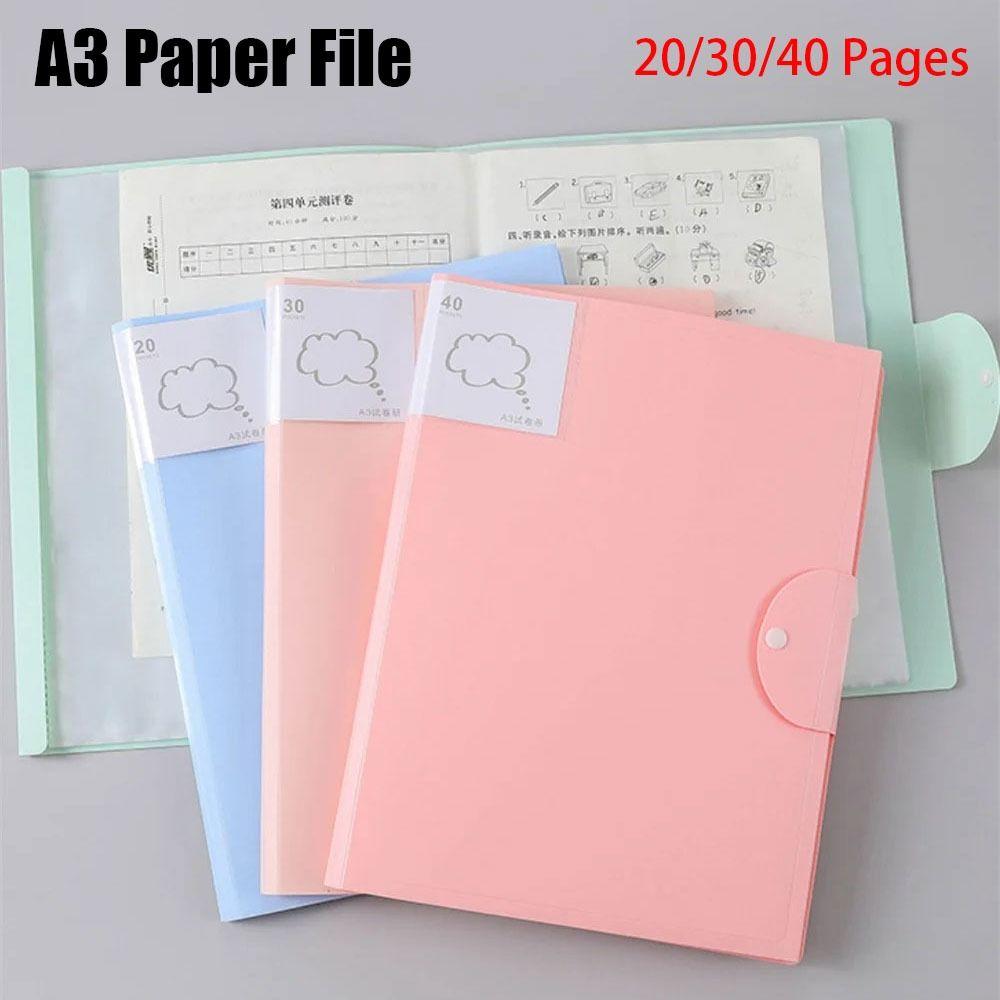 1Pcs Office Supplies A3 Paper File Folder 20/30/40 Pages Art Work Collection Organizer