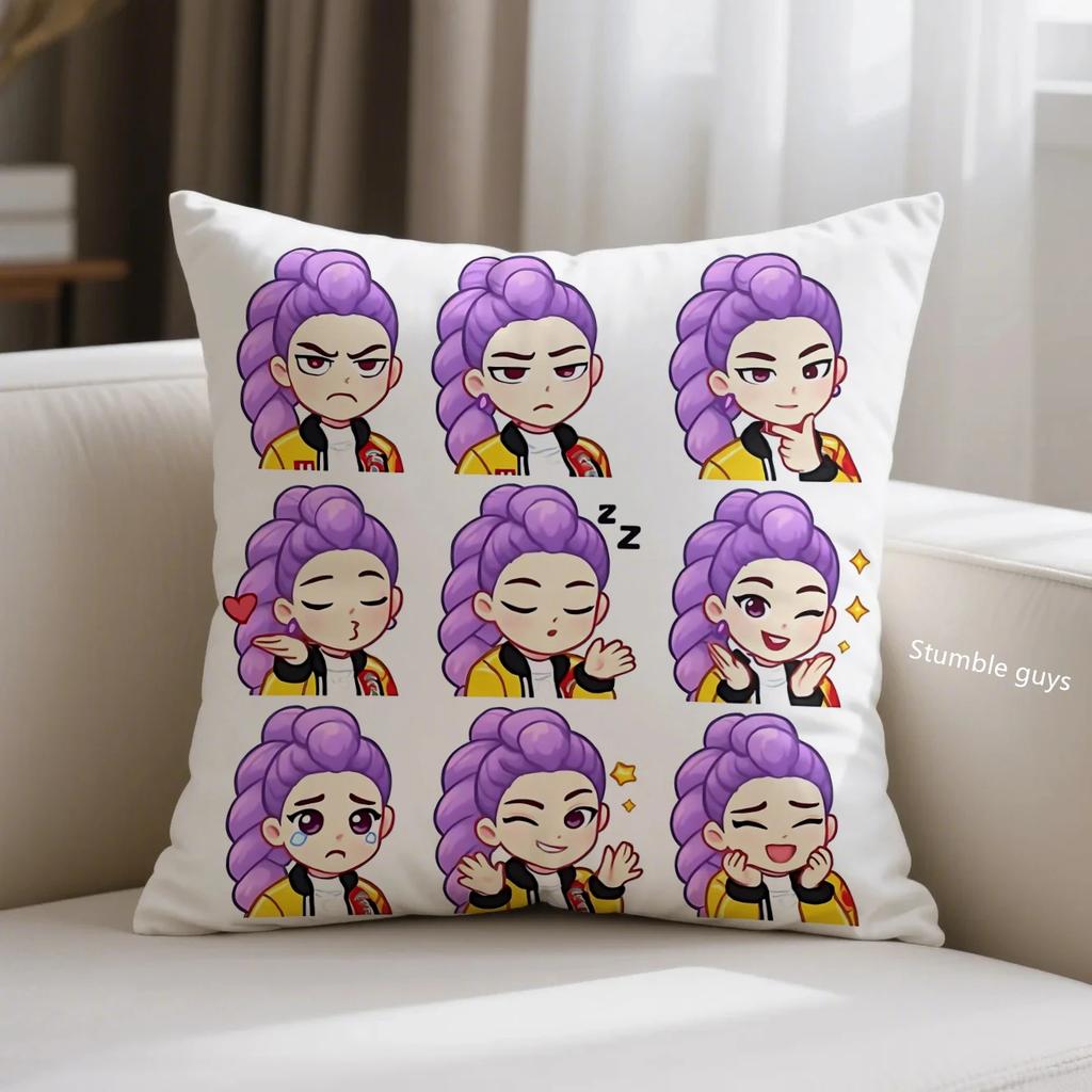 Anime Sofa Cushion Cover Kpop Demon Hunters Pillowcase Bedroom