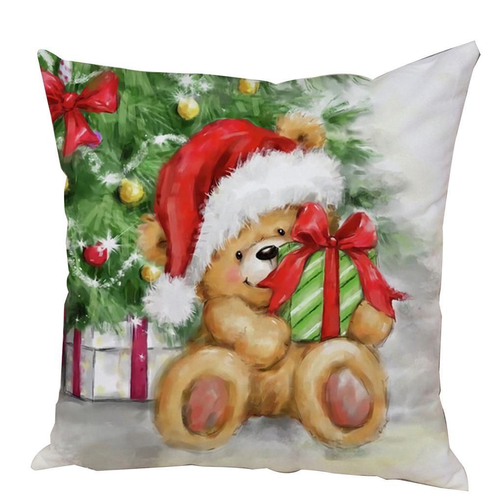 Kissenbezug Weihnachtsmann Kissenbezug Dekoration Niedlicher Cartoon Schneemann Kissenbezug Zuhause Sofa Lendenwirbelstütze Stickerei