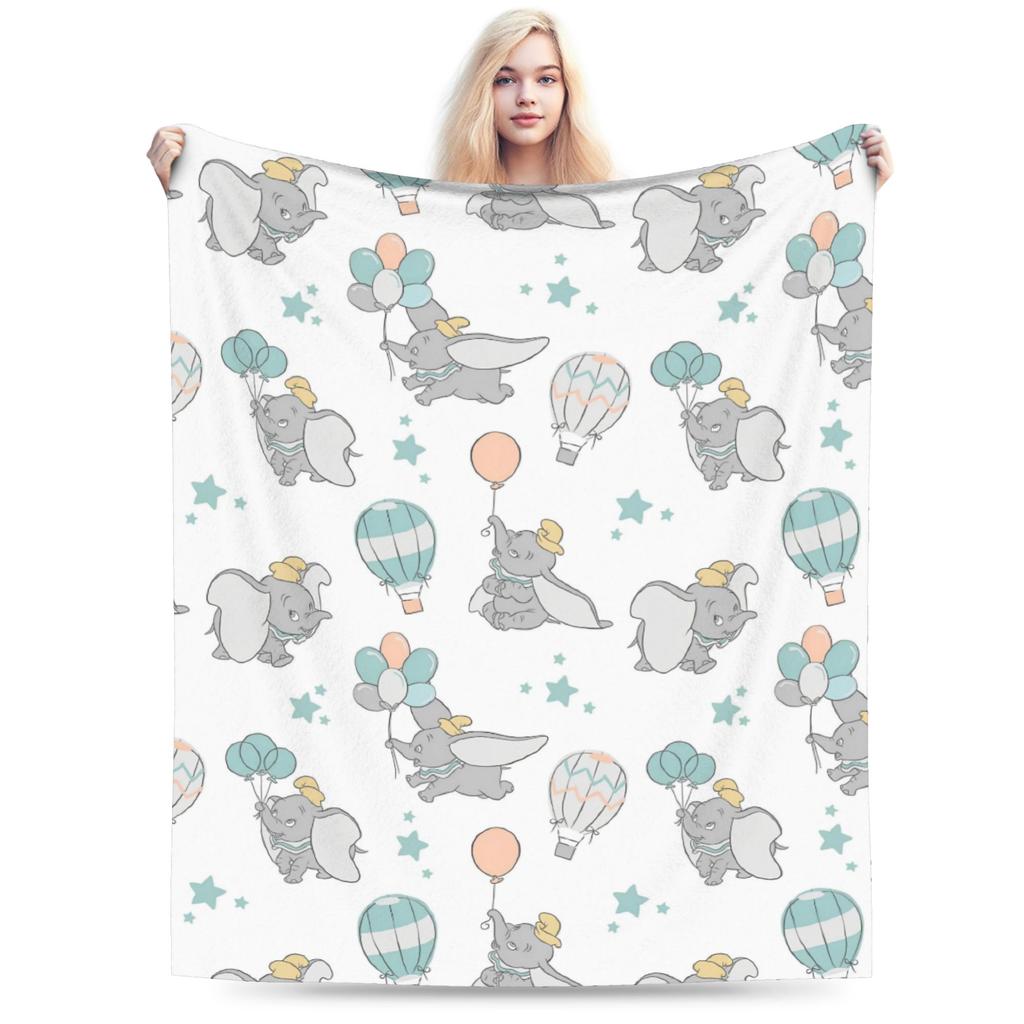 Dumbo Cartoon Blankets Velvet Spring Autumn The Flying Elephant Portable Warm Throw Blanket for Sofa Travel Plush Thin Quilt