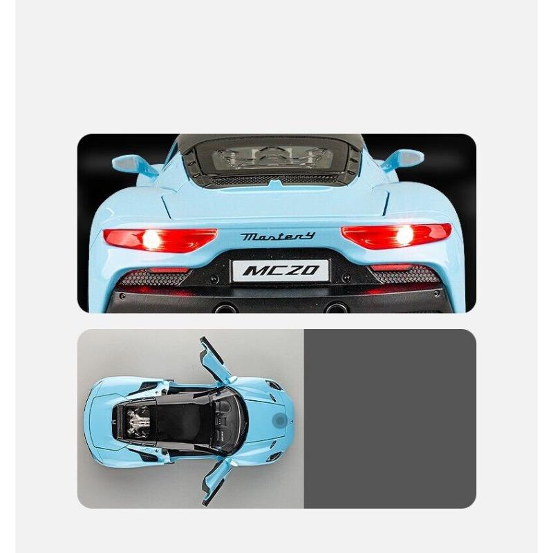 1/22 Scale Maserati MC20 Sport Car Model with Sound and Light, Pull Back Alloy Model Diecast Model Car for Kids Toy Gift