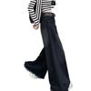 Autumn Women's Raw Hem High Waist Wide Leg Jeans - Slimming Loose Fit, Floor-Length Trendy Style.