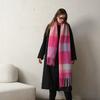 Fashion Classic Imitation Cashmere Plaid Shawl Women Korea Style Soft Thick Warm Female Scarf Fall Winter Rainbow Mohair Muffler