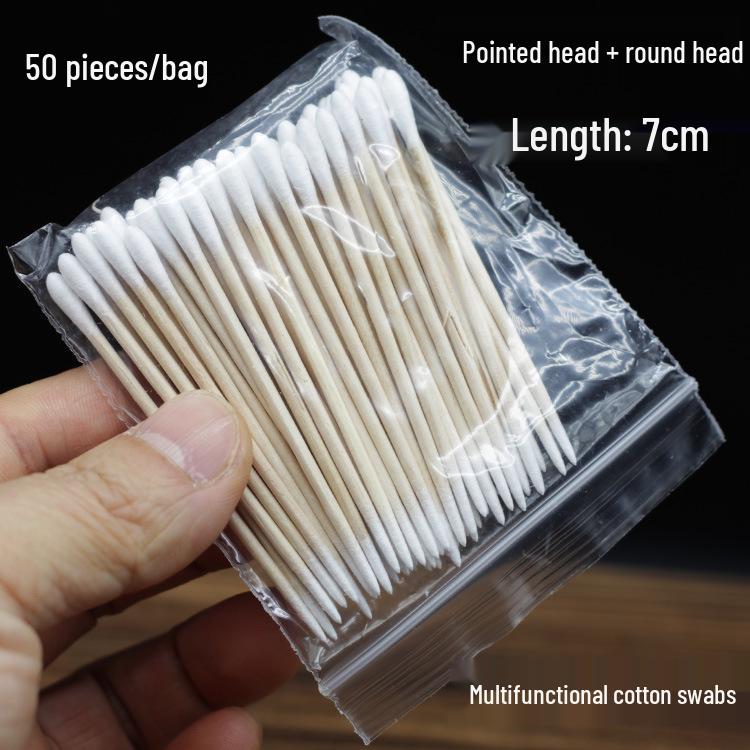 Dual-End Patterned Cotton Swabs: One Pointed, One Round for Makeup, Beauty, Eyeliner, Eyebrows, Cleaning, and Corrections.