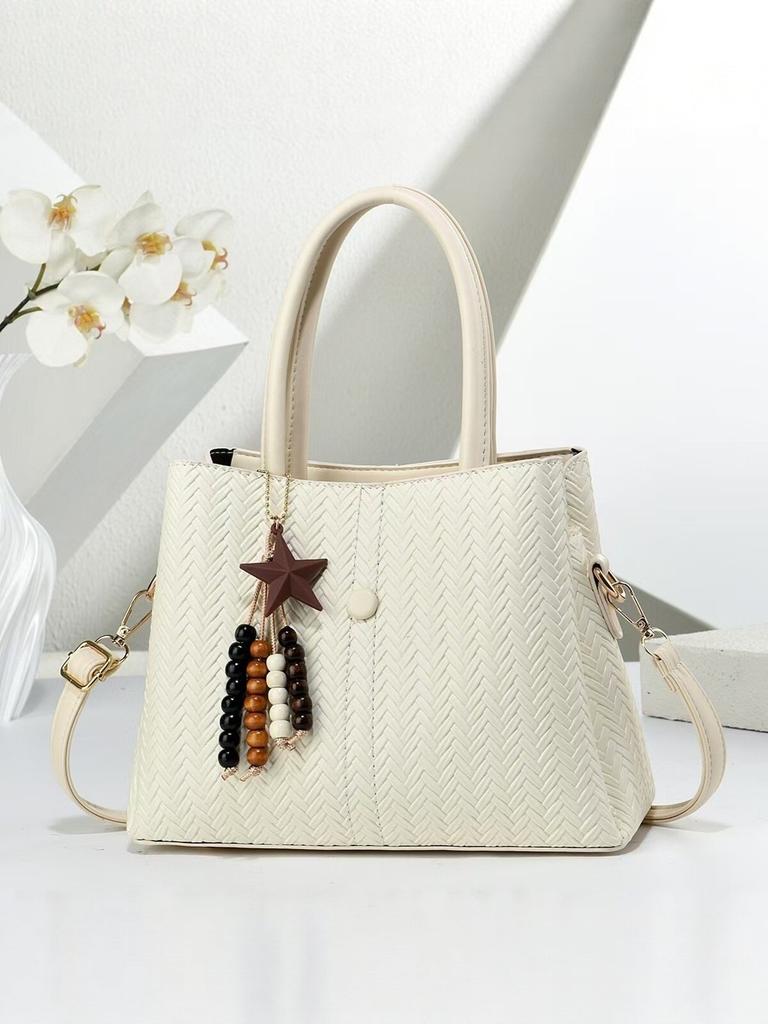 Womens Large Capacity Tote Bag Pu Leather With Zipper Closure For Daily Use