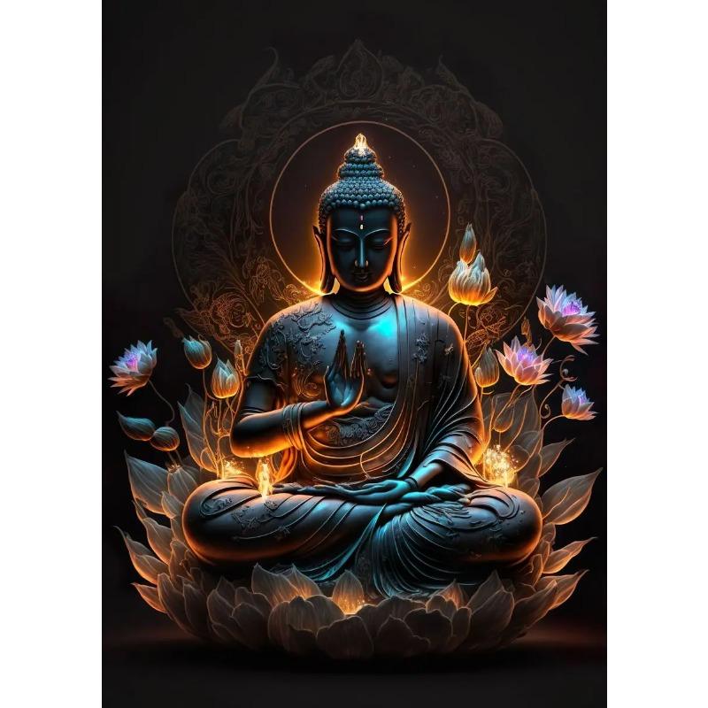 Lotus Meditation Buddha Statue Sculpture Art Poster Aesthetics Zen Religion Canvas Painting Edition Living Room Wall Home Decor