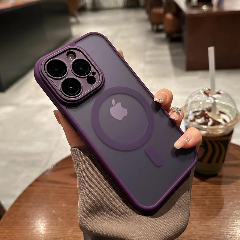 Magsafe Matte Bumper Shockproof Luxury Case For iPhone 15 14 Plus 11 12 13 Pro Max Clear For Wireless Charging Magnetic Cover