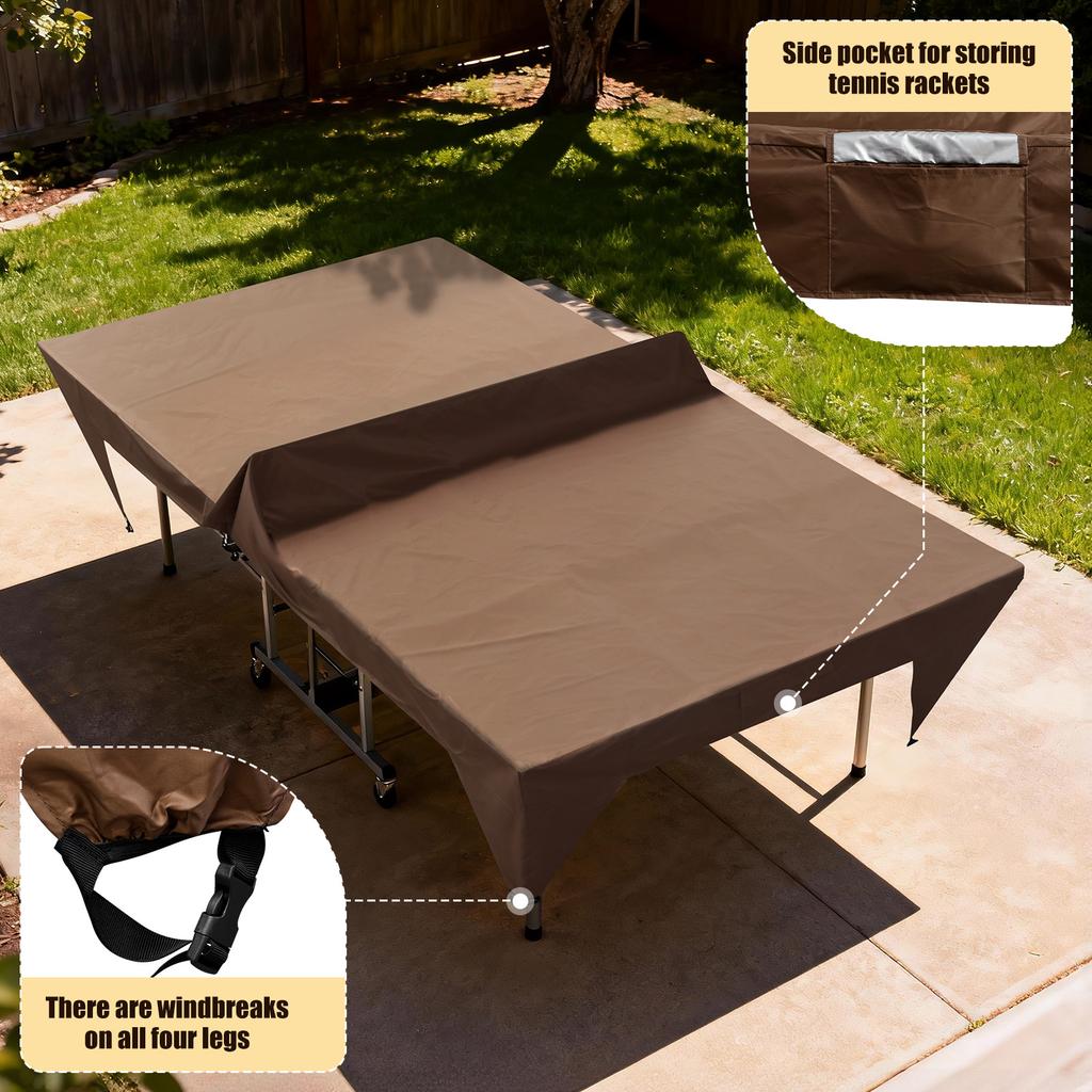 Table Tennis Table Cover 210D Oxford Fabric Waterproof Ping Pong Table Cover Outdoor Terrace Long Tables Cover for 4 Seasons Use