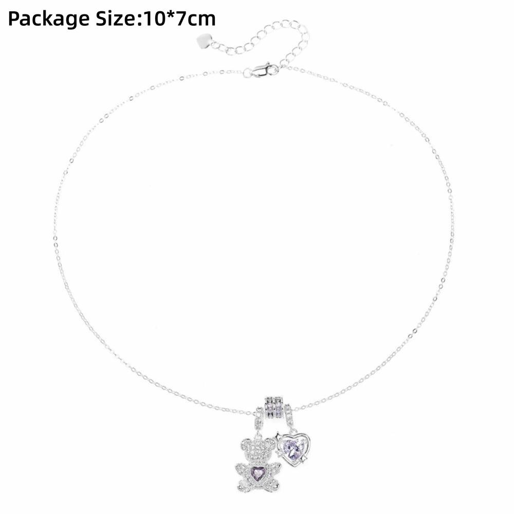 Metal Pendant Necklace Heart Shaped Collarbone Chain New Heart Bear Necklace Party Occasions