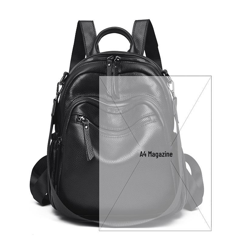 

Женский модный рюкзак большой вместимости из натуральной кожи 26x11x32 cm чёрный