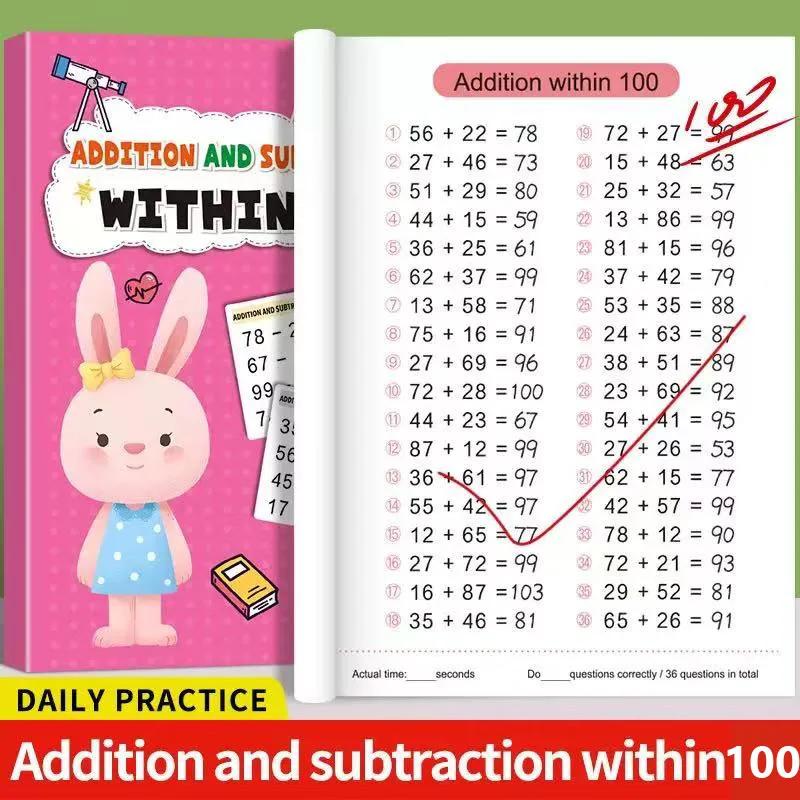 Addition and Subtraction Arithmetic Exercise Book Quick Calculation Math Training Math Arithmetic Books 10-100