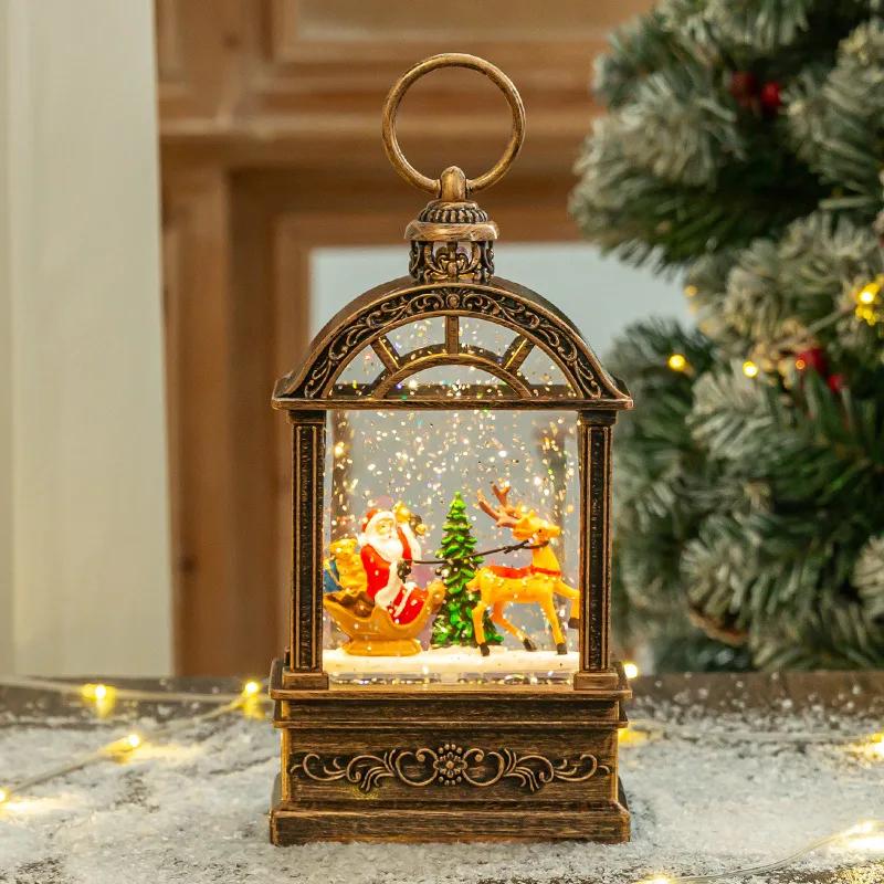 Świąteczna kula śnieżna z lampką LED Przenośna ręczna dekoracja płatkiem śniegu Świąteczna ozdoba na biurko Idealny pomysł na prezent świąteczny