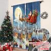 2pcs 2D flat printing Merry Christmas Popular Curtain Christmas Santa Sleigh Town Night 100% Polyester Fabric Without