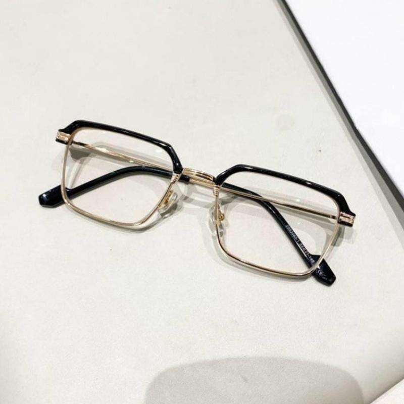 5PCS Eyeglasses Business Vintage Eyebrow Line Square Men's Eyeglass Frame Unique Board Material Women's Semi-frame