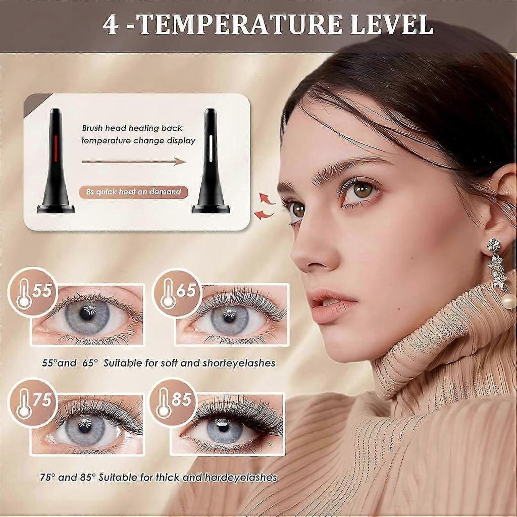 Heated Eyelash Curlers  LED Display USB Rechargeable Electric Eyelash Curler with 4 Heating Modes black