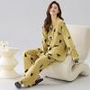 New Style Pajamas for Women in Spring and Autumn, Long Sleeved Pants, Loose Cardigans, Cartoon Home Clothes