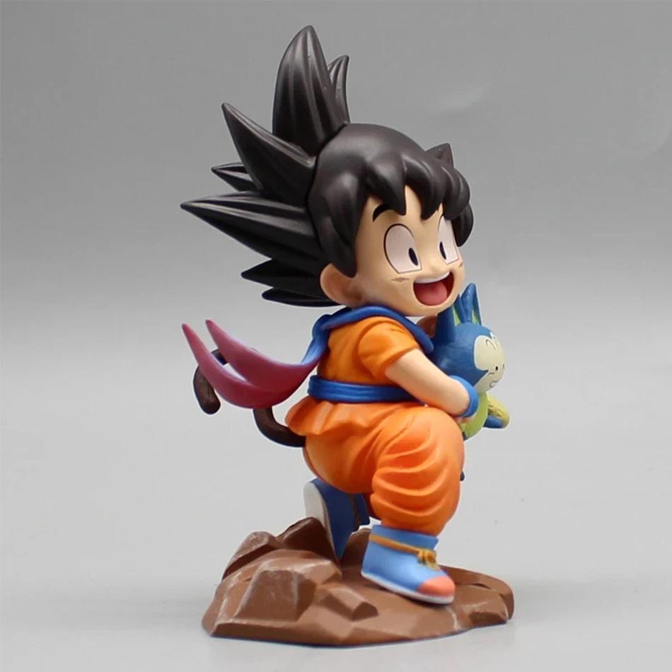 14cm Dragon Ball Child Goku Figure with Pura Yamcha - Anime PVC Model Toy Desk Decoration Statue Gift for Fans