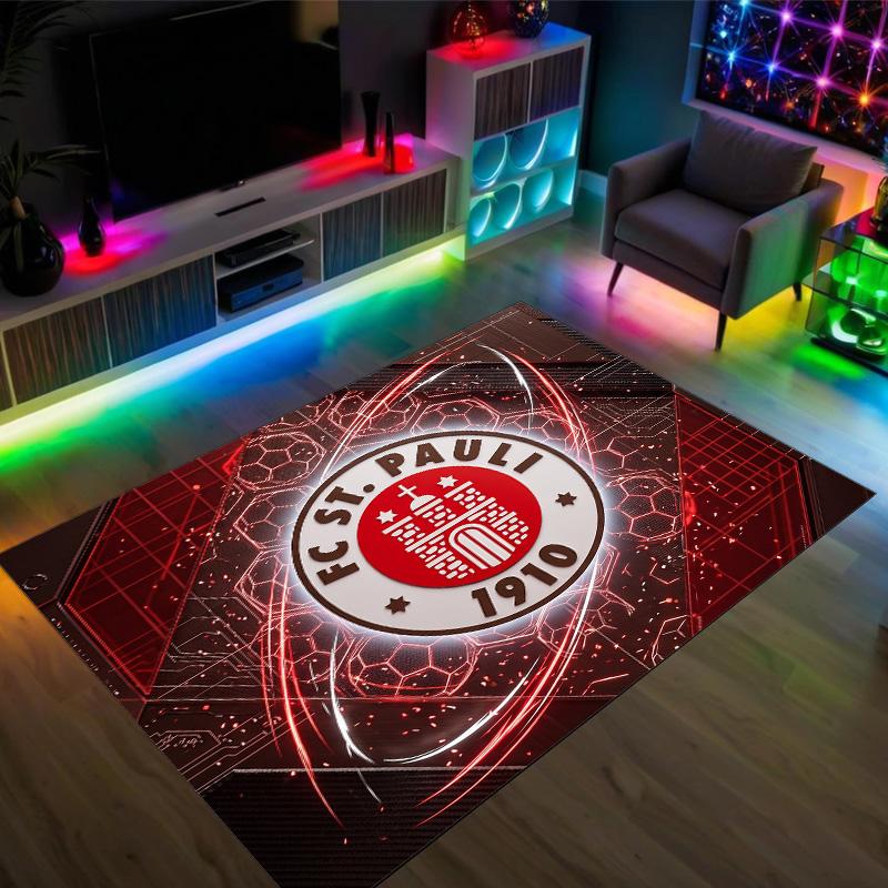 FC St. Pauli Football Design Crystal Velvet Carpet Cozy Non?Slip Printed Rug For Bedroom Living Room Entrance
