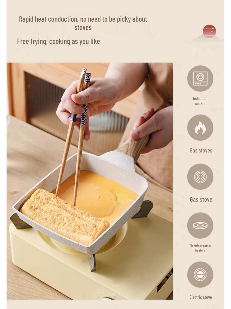 Non-stick Square Tamagoyaki Pan - Maifan Stone, Thick Egg Roll, Steak, Frying Pan