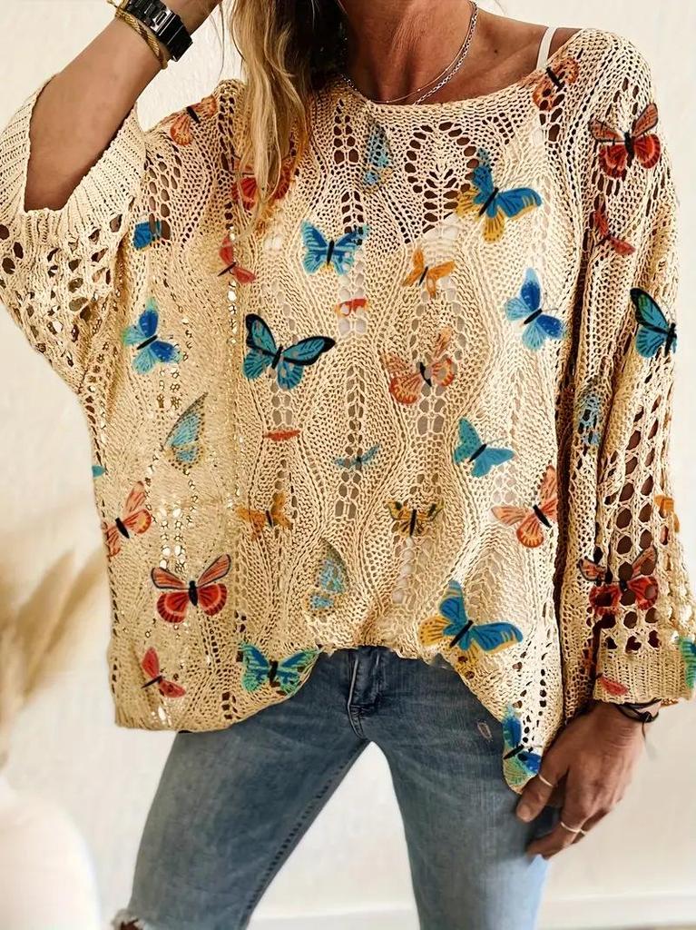 Hollow Out 3D Print Long Sleeve Christmas Sweater