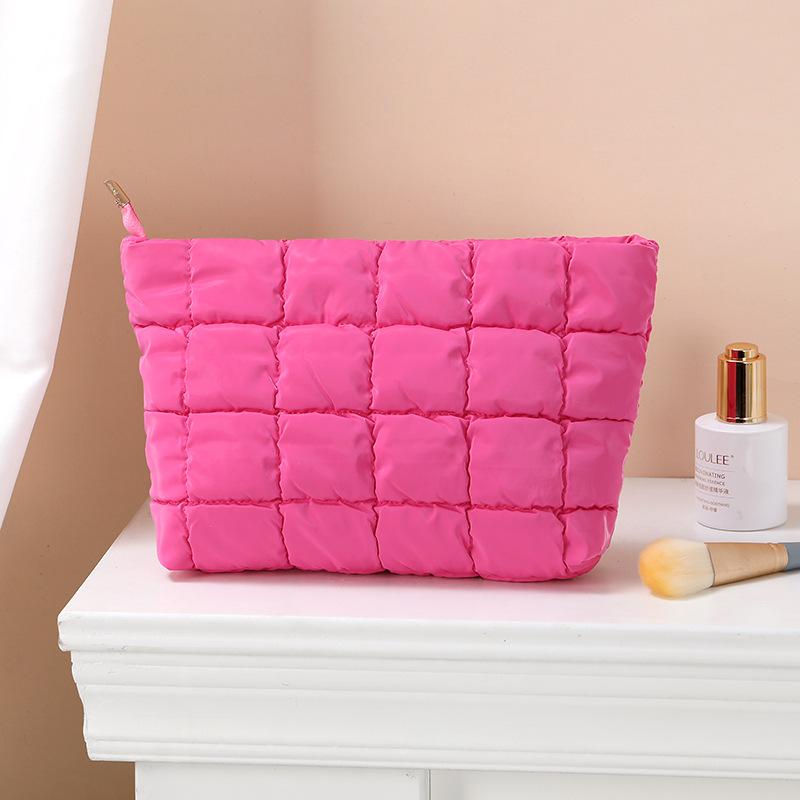Women Simple Bubble Cosmetic Handbag Travel Organizer Makeup Lipsticks Cotton Pouch Fashion Large Capacity Zipper Bag For Girls